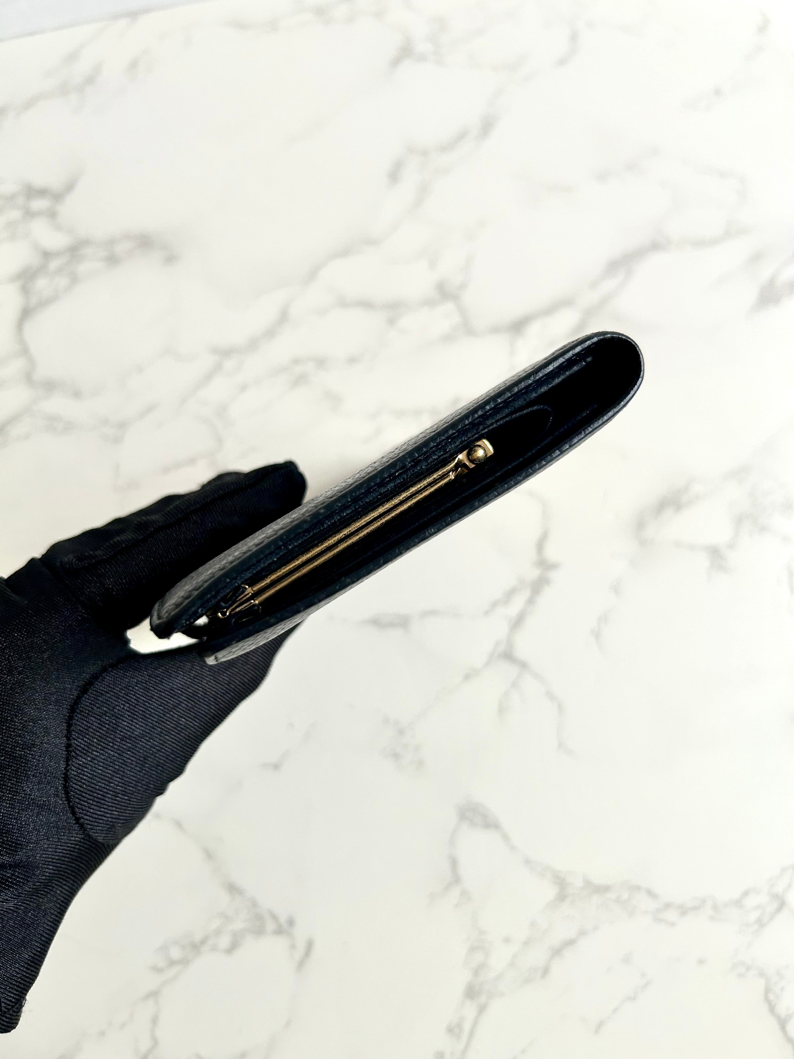 CHANEL Black Classic Caviar Leather Long Wallet/Wallet