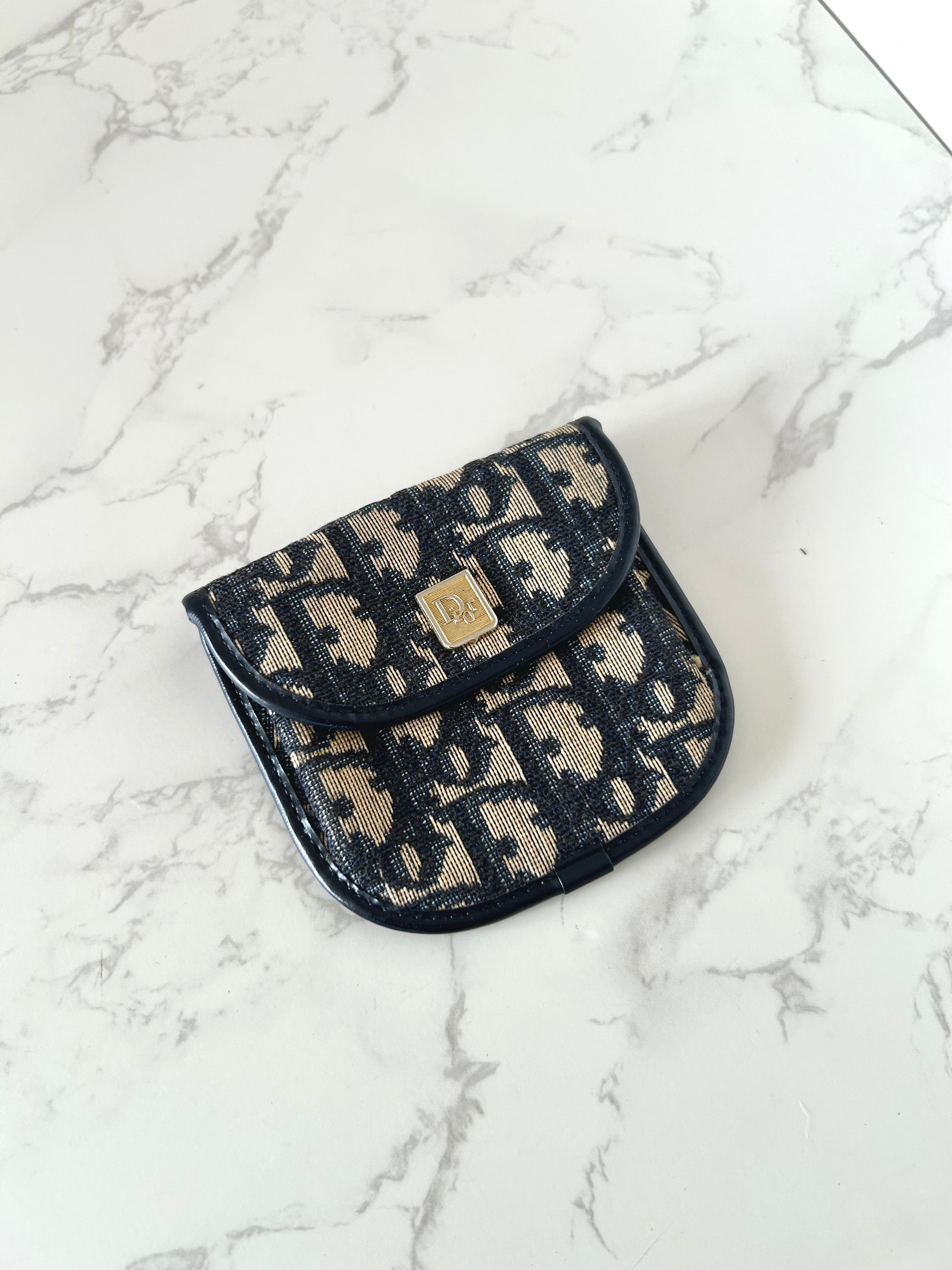 CHRISTIAN DIOR blue and black monogram multi-purpose small bag/coin purse