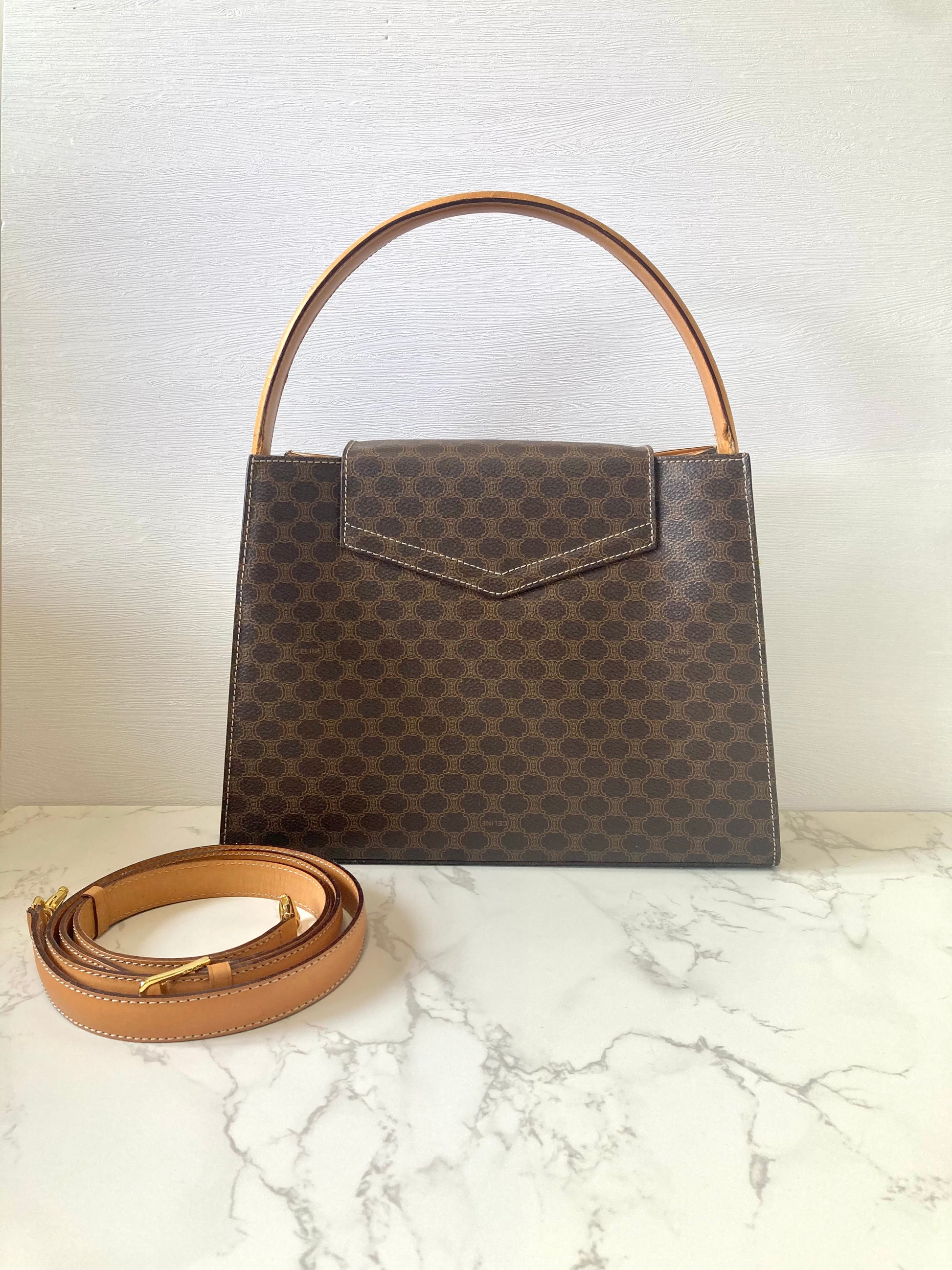 CELINE Rare Monogram Kelly Two-Way Handbag / Shoulder Bag