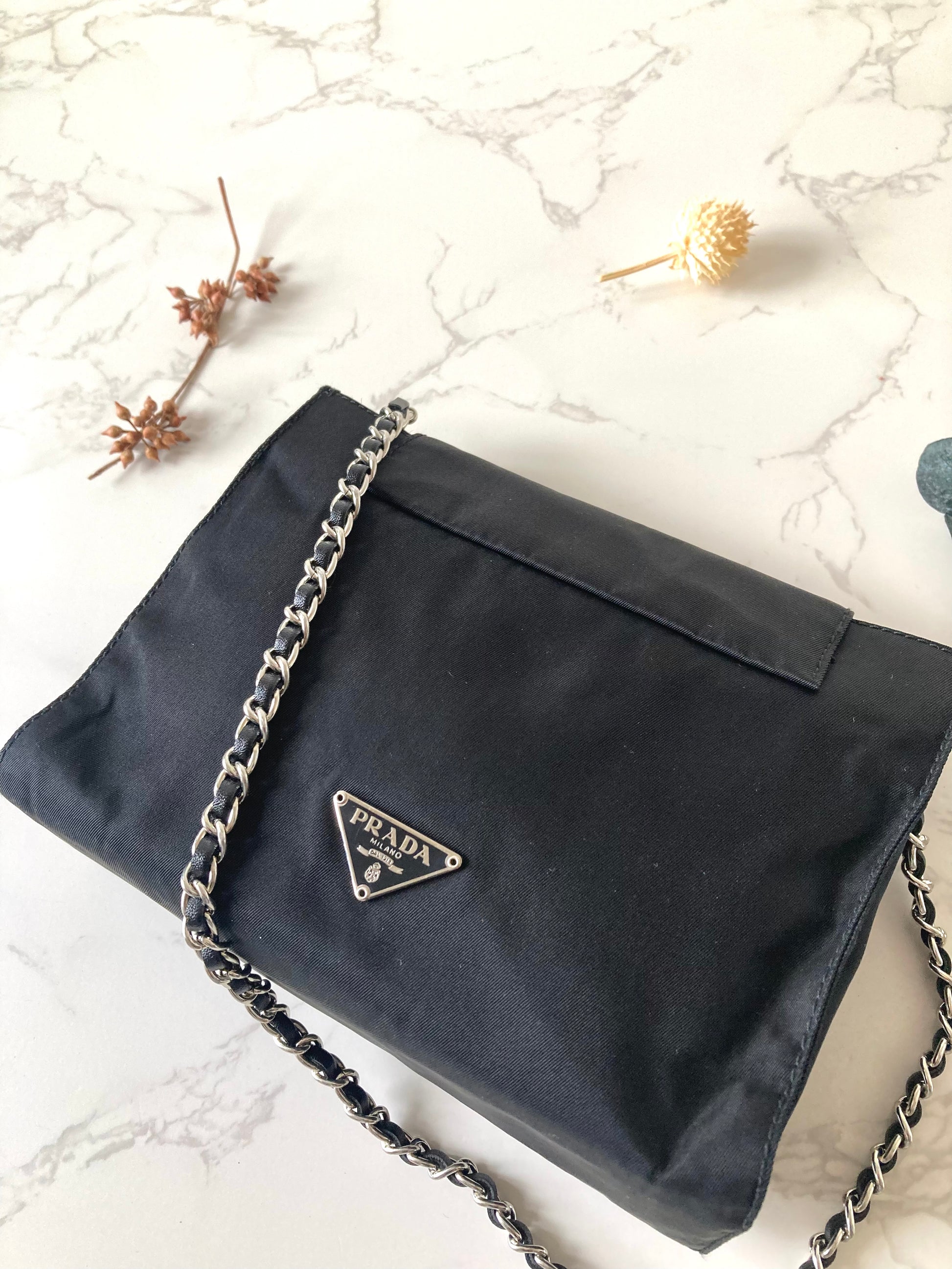 PRADA Tessuto Nylon Black Small Two-way Crossbody / Pouch Bag