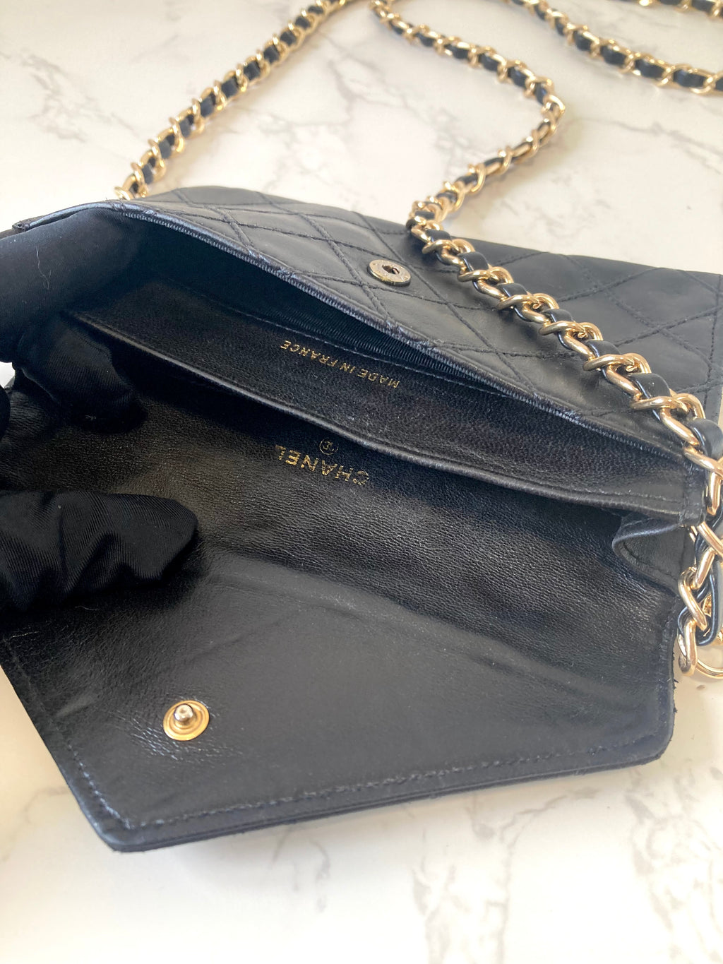 CHANEL Rare Black Lamb Skin Mini Chain Crossbody Bag