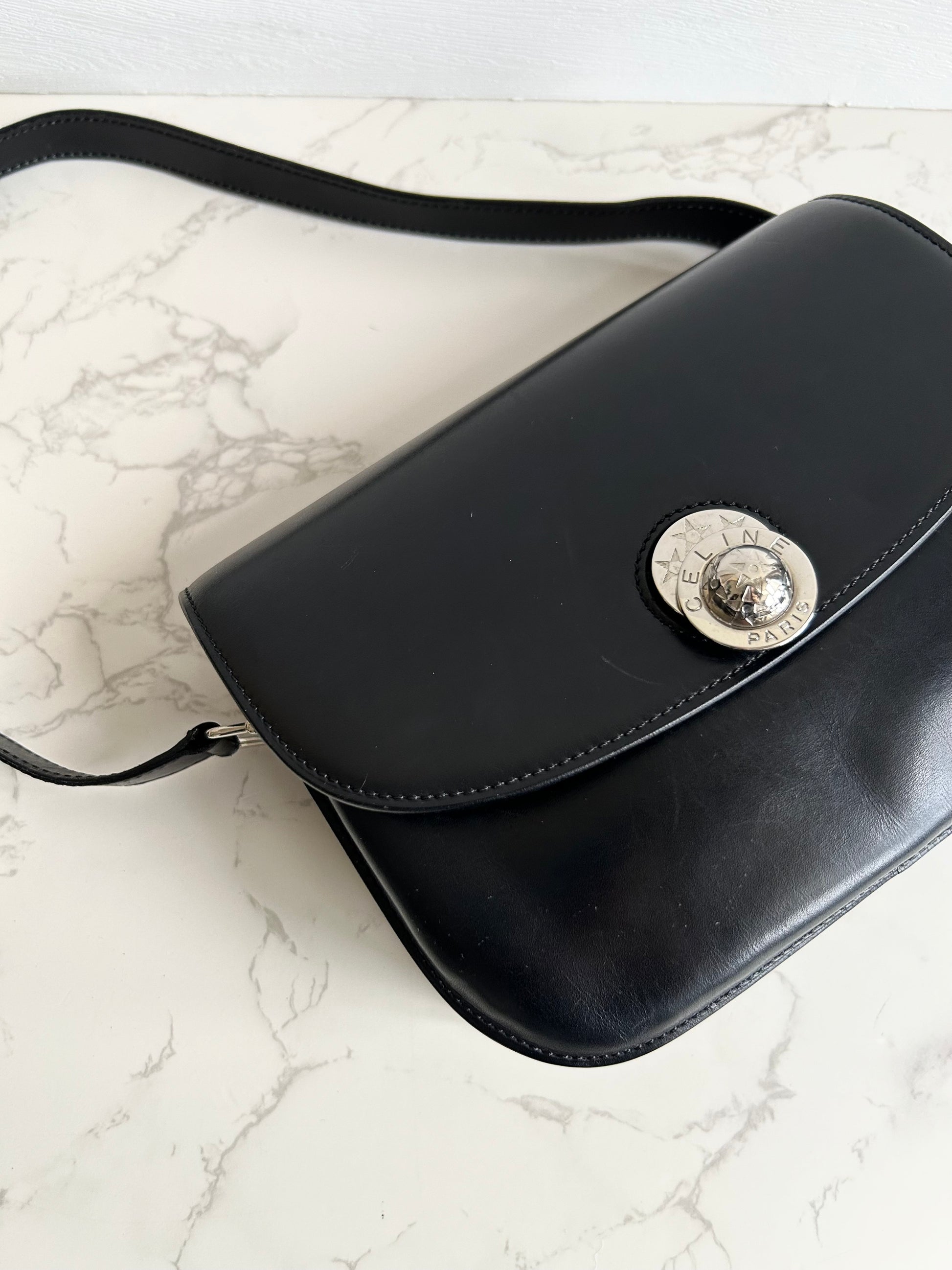 CELINE Rare Moving Planet Black Tofu Side Bag/Slant Bag