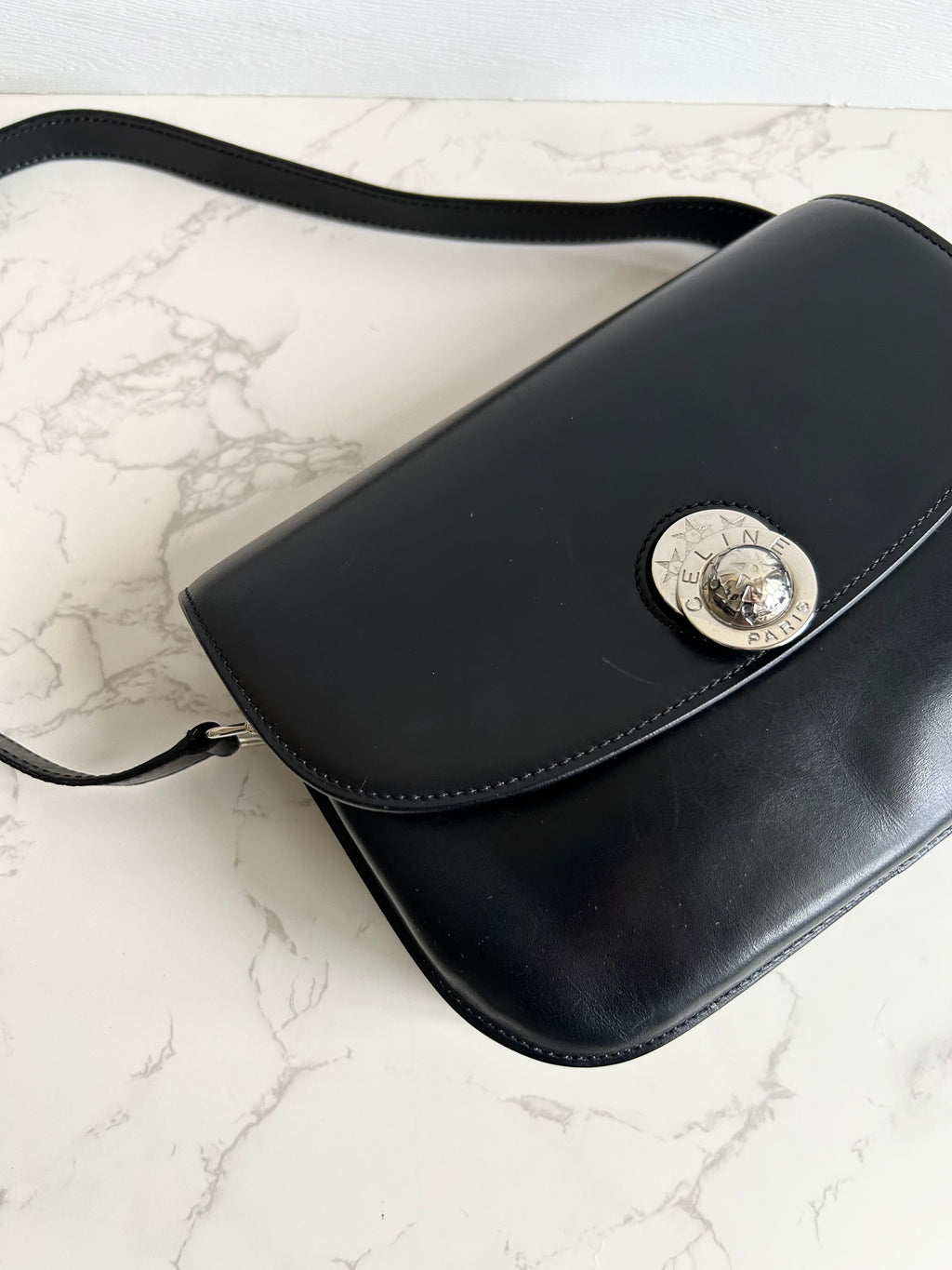 CELINE Rare Moving Planet Black Tofu Side Bag/Slant Bag