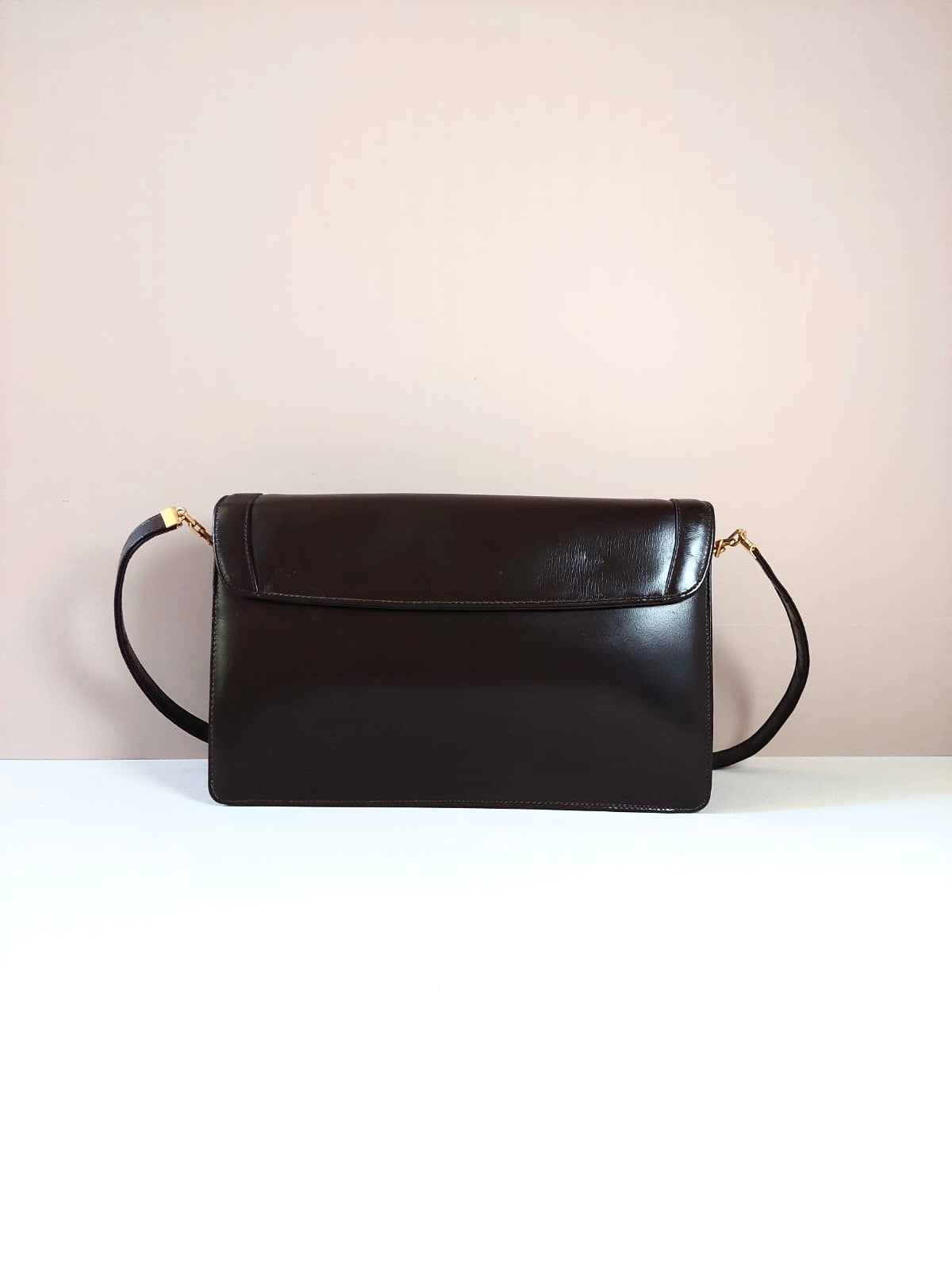 CHRISTIAN DIOR Rare Brown Leather Accordion/Envelope Bag/Shoulder Bag