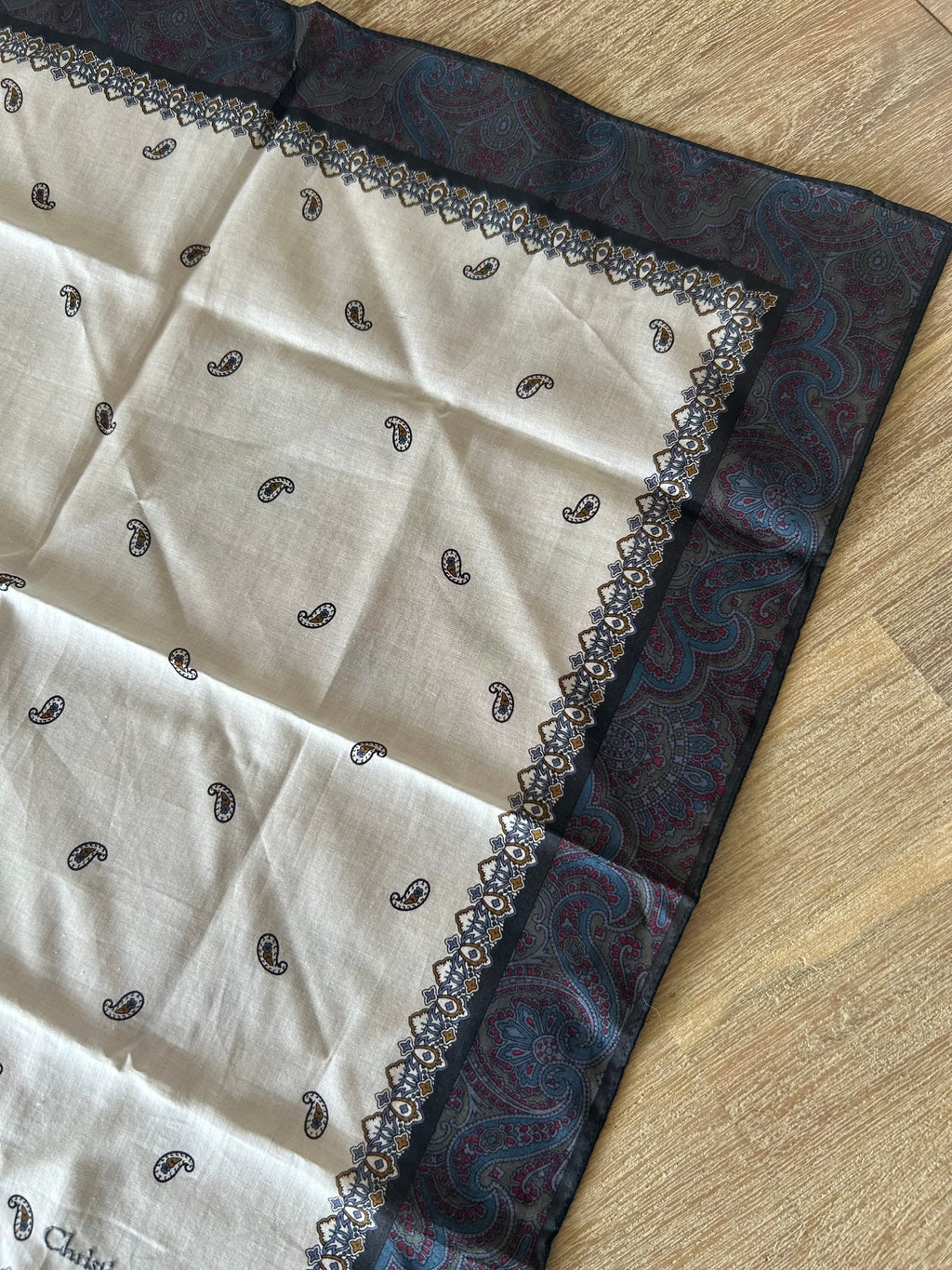 $38 Add-on-CHRISTIAN DIOR Cashew Flower Square Silk Scarf 46x46cm (Original Price $380)