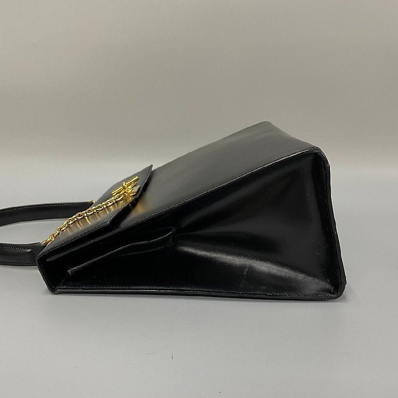 CELINE rare gold bracelet black gold buckle small Kelly leather side bag / handbag - Japanese second-hand Vintage
