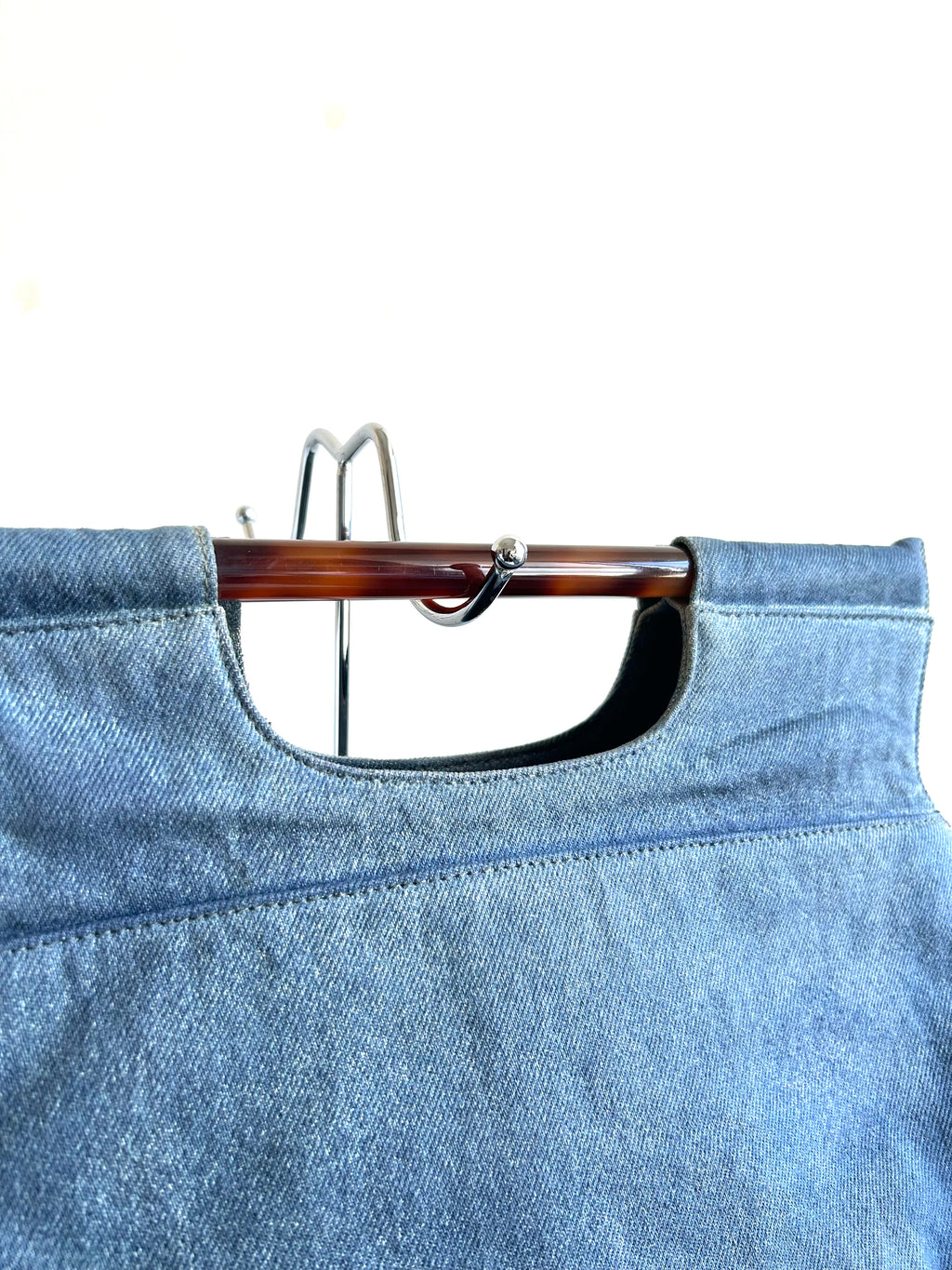 Rare CHANEL denim tortoise shell handle tote bag/handbag