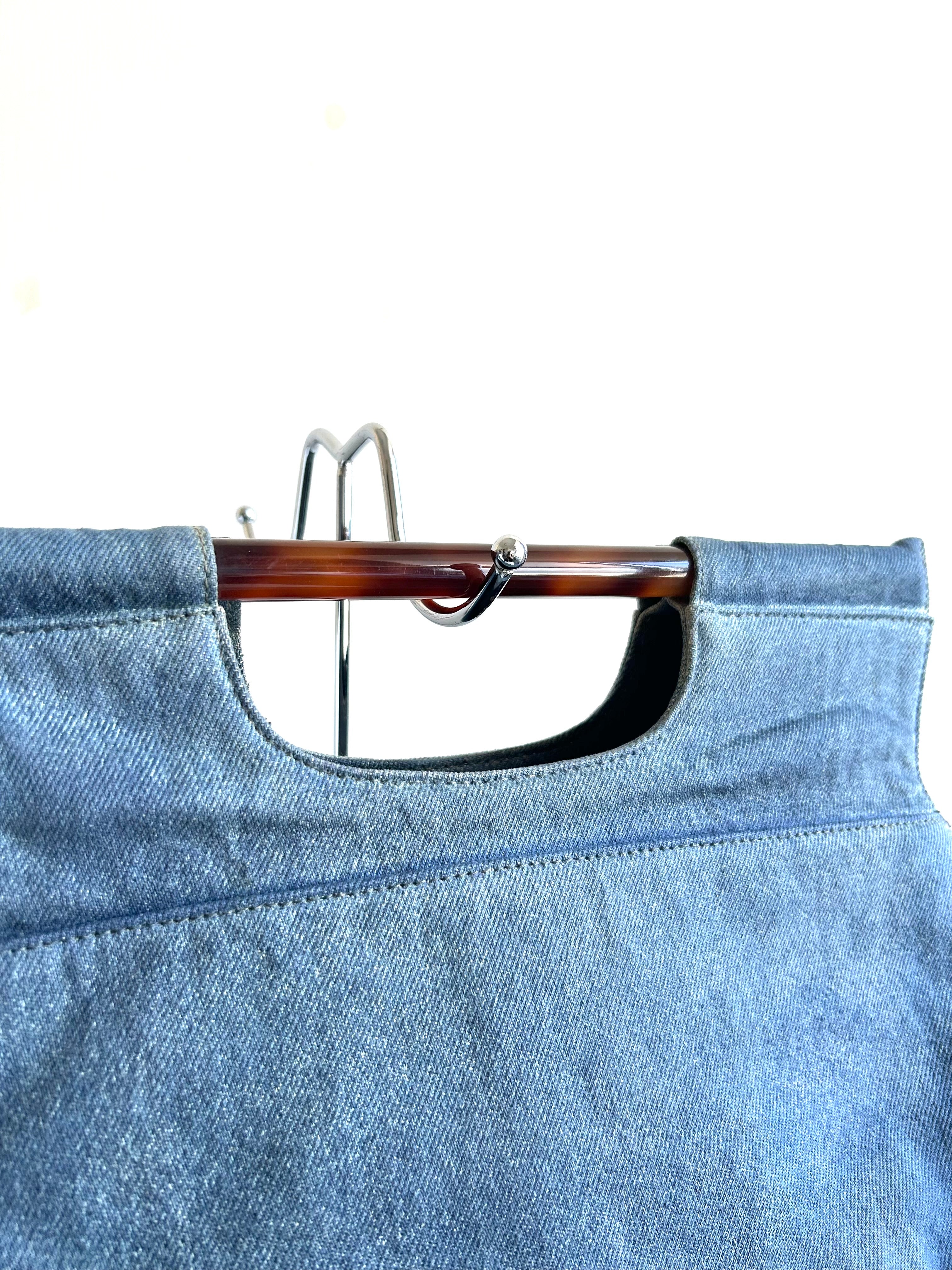 Rare CHANEL denim tortoise shell handle tote bag/handbag