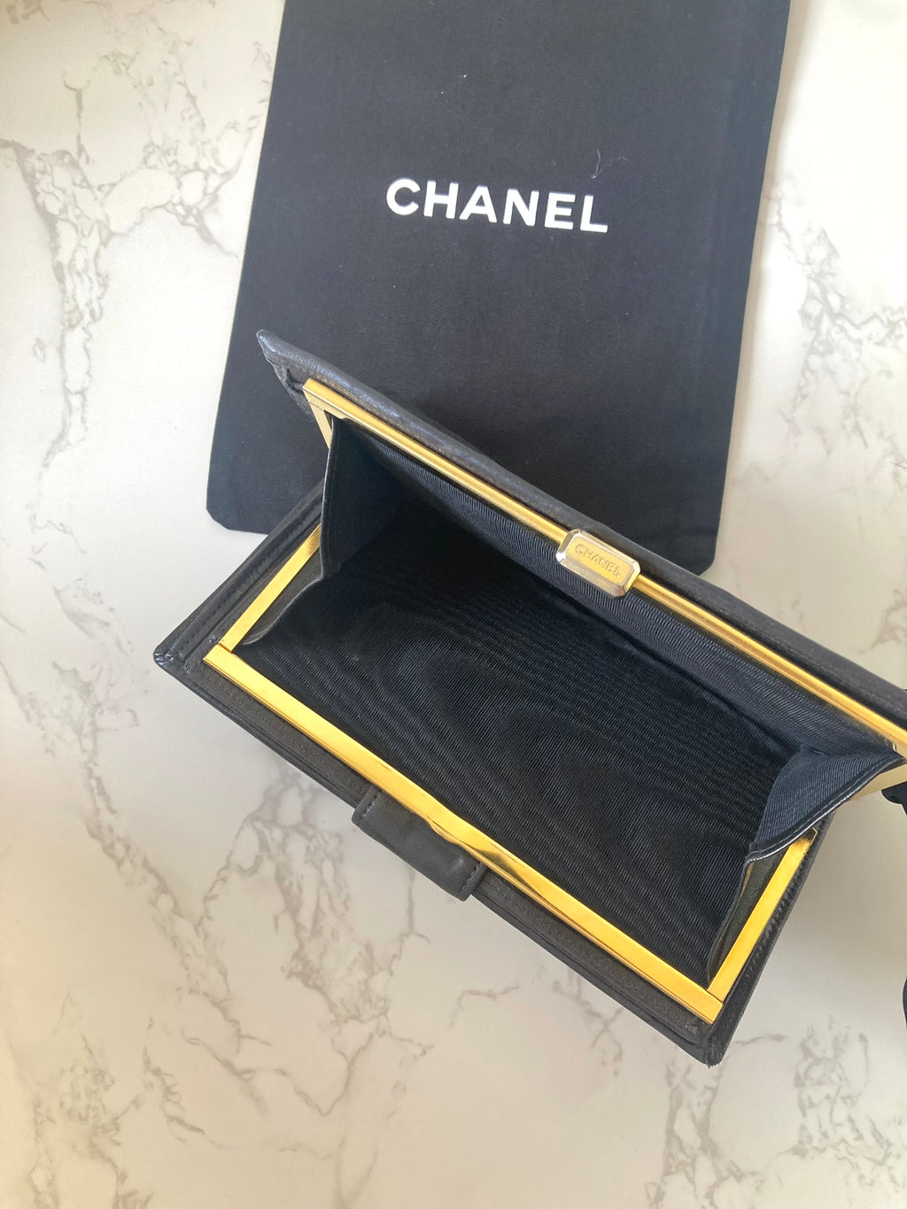 CHANEL Rare Black x Gold Long Bi-fold Wallet