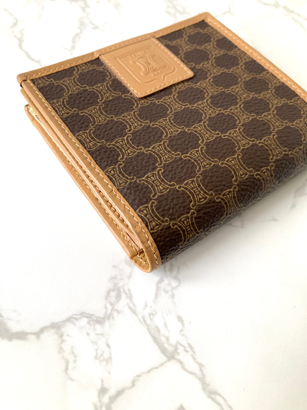 CELINE Brown Monogram Compact Bi-Fold Wallet
