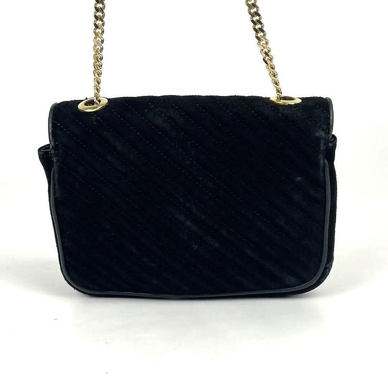 CELINE rare gold Arc de Triomphe badge black leather evening bag / side bag / oblique bag