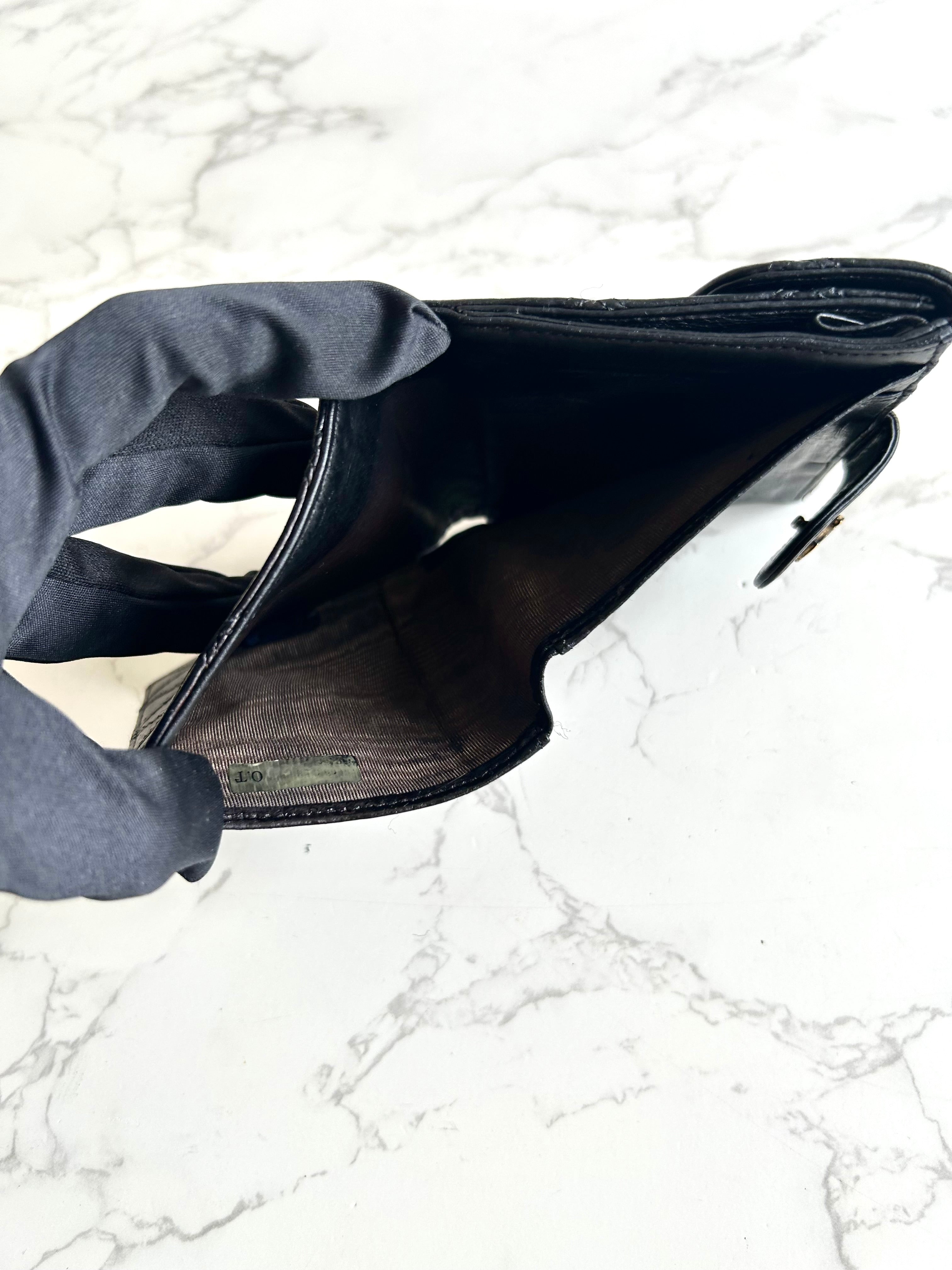 Chanel黑金色雙面小羊皮革短夾 皮夾 錢包