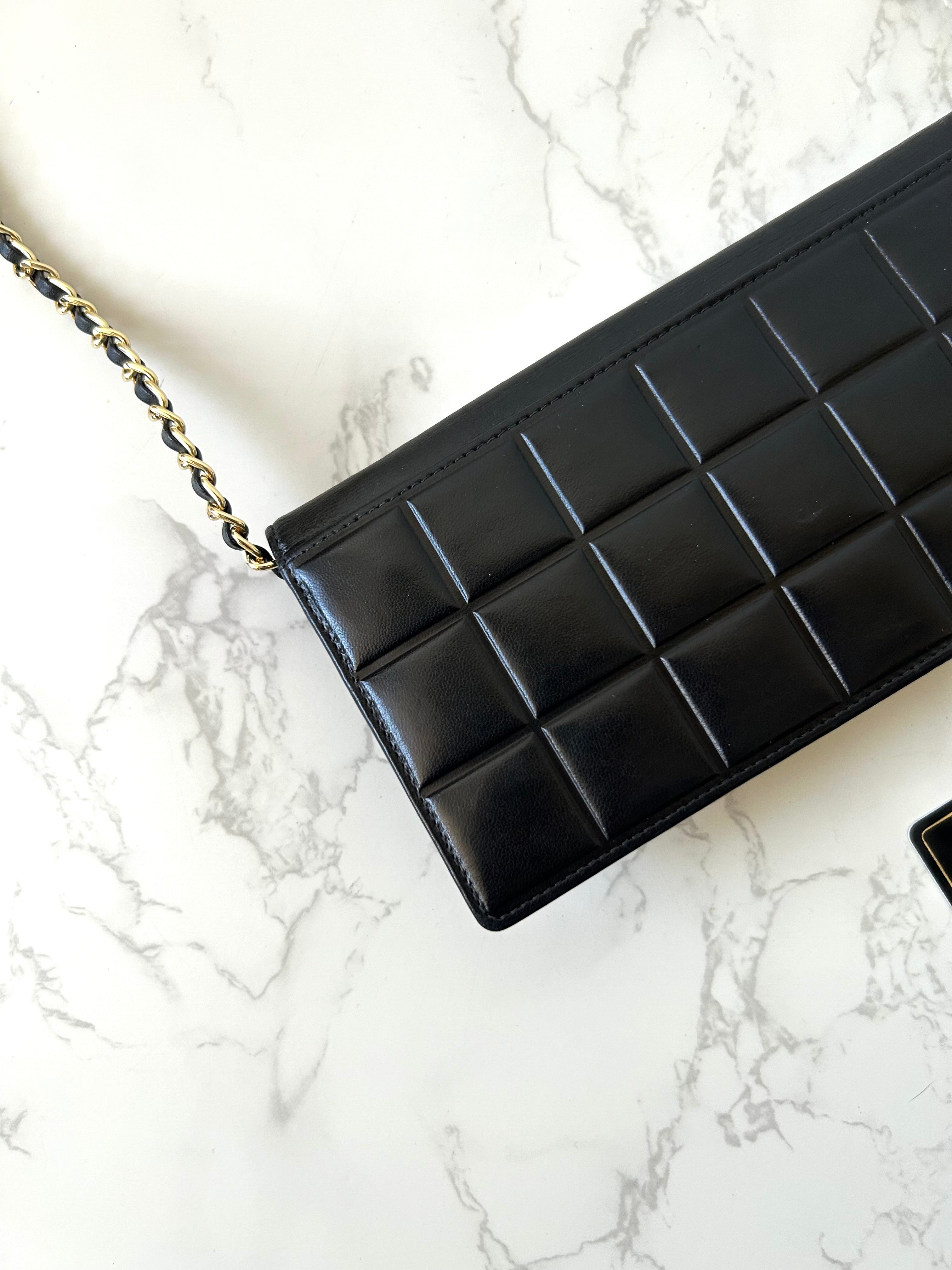CHANEL Black Ice Cube Gold Buckle WOC Long Wallet / Diagonal Bag / Side Bag