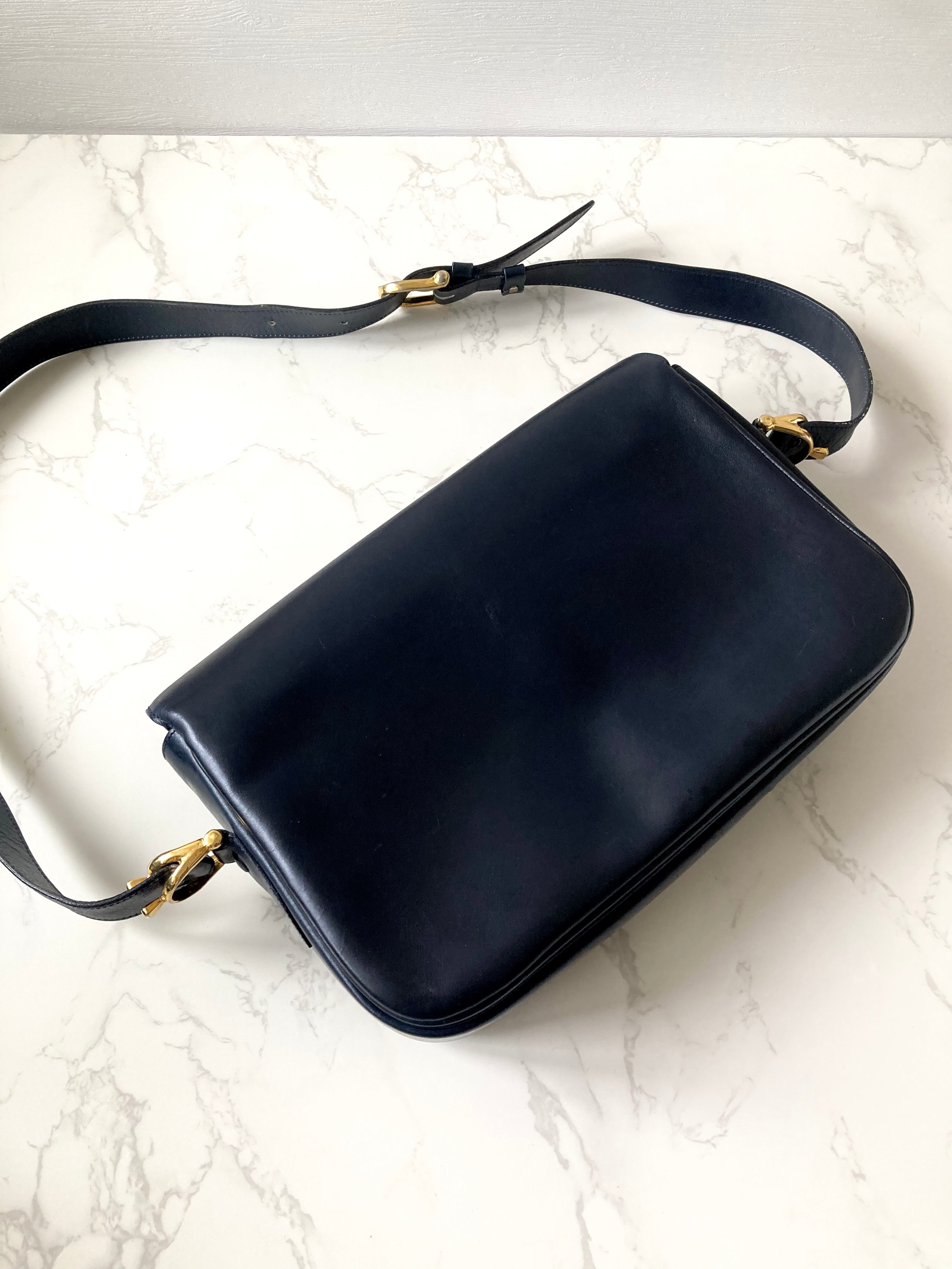 CELINE Black x Gold Horse Carriage Crossbody Bag