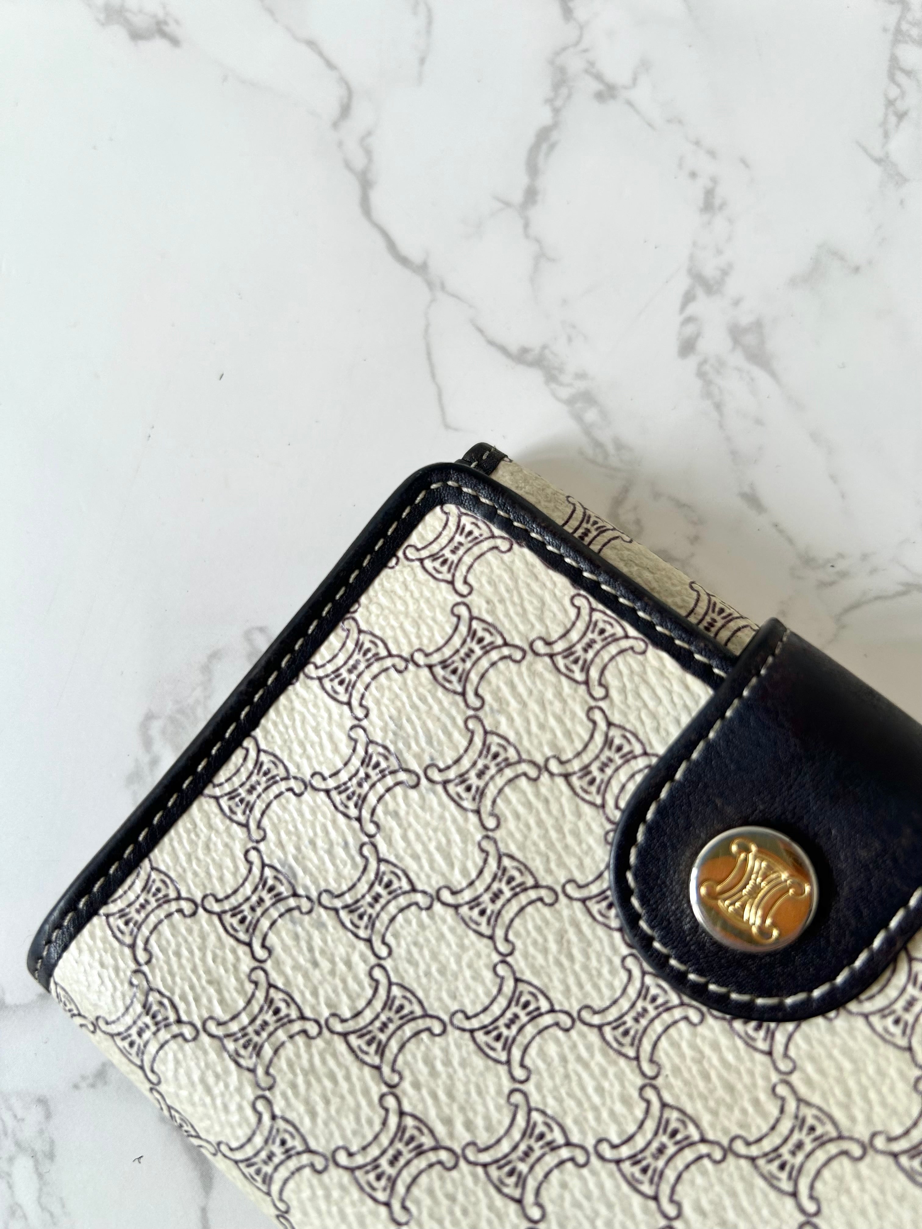 CELINE black and white monogram Arc de Triomphe monogram short wallet/wallet/wallet