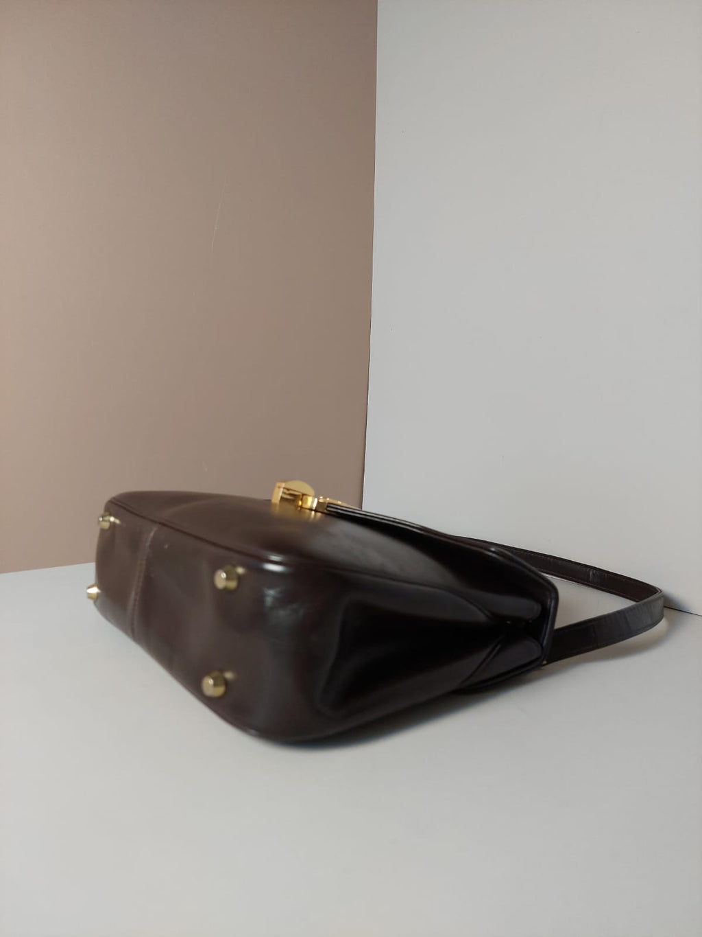 CHRISTIAN DIOR rare brown leather parent-child shoulder bag/side backpack/handbag