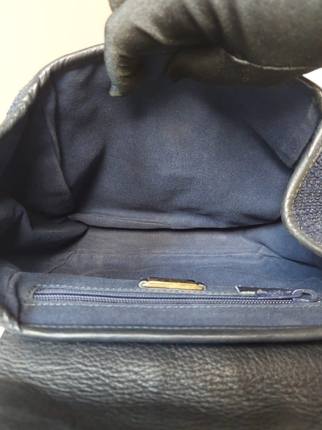 LOEWE rare navy blue and black woven color matching crossbody bag / side bag