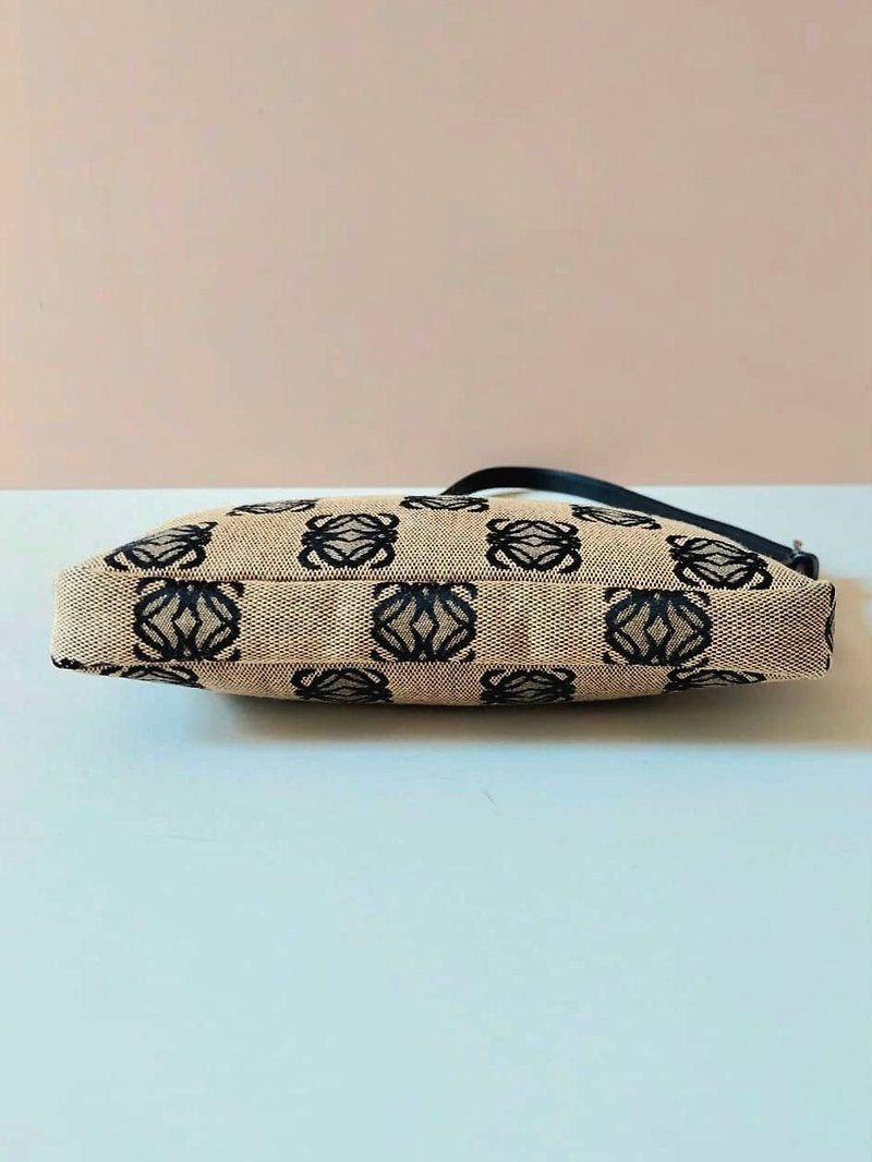 LOEWE rare coffee black old flower side backpack / underarm bag / handbag