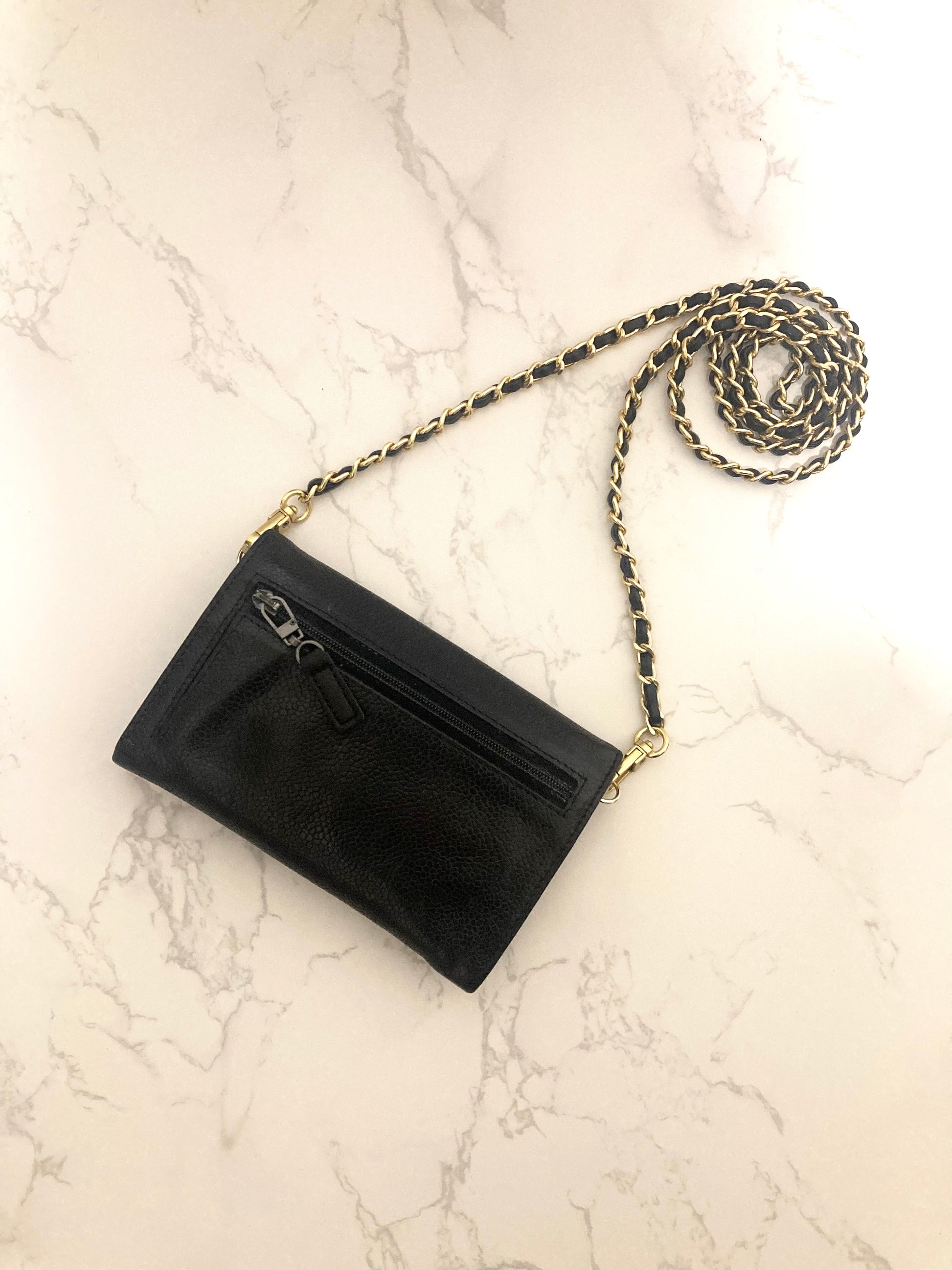 CHANEL Black Caviar Leather Chain Shoulder Bag (Add-on)