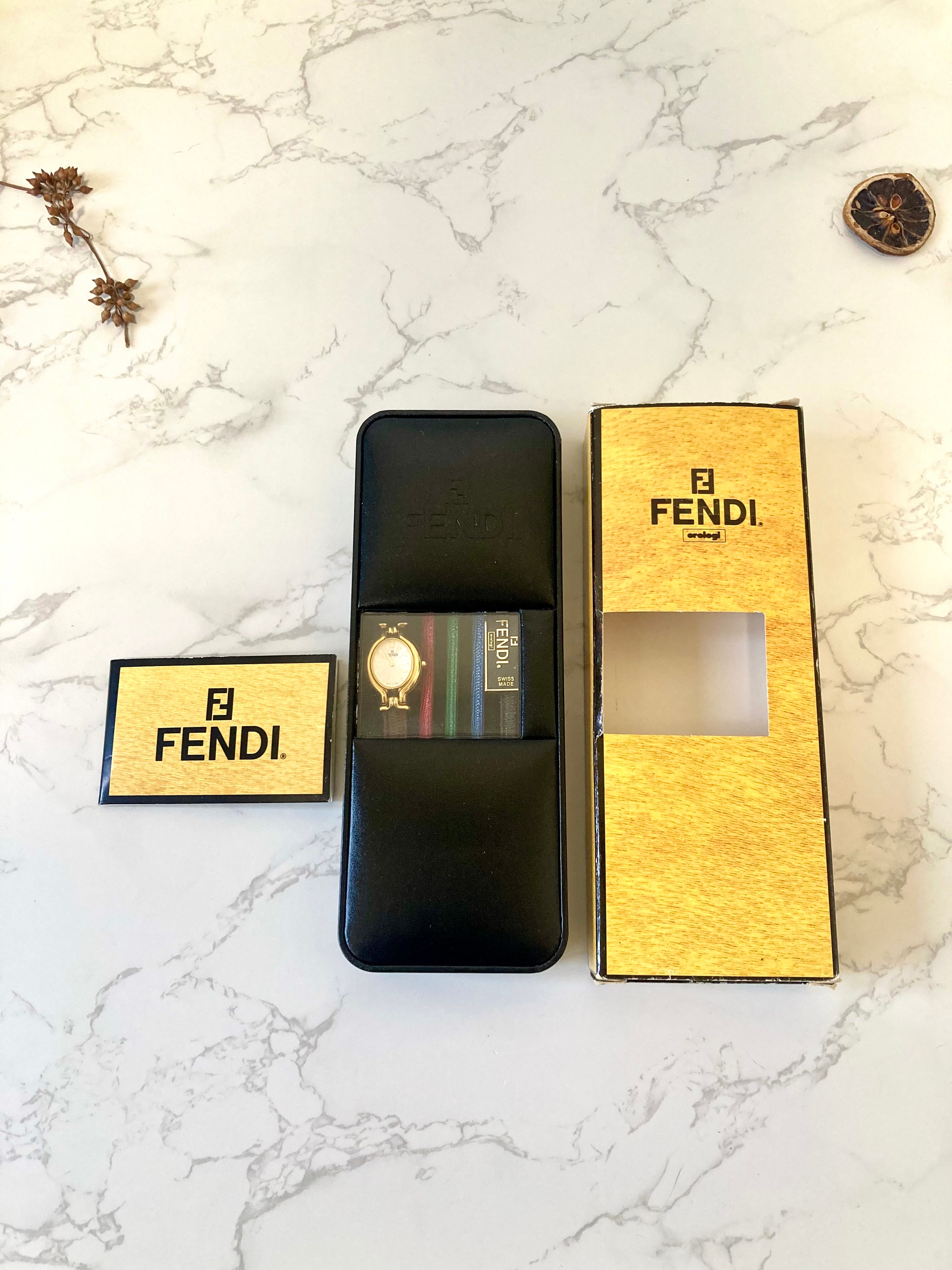 FENDI Brand New Full Set Watch with 5 Changeable Leather Straps