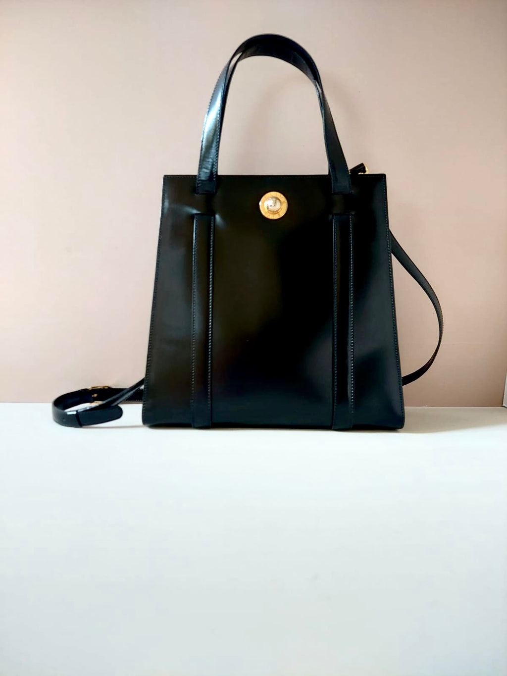 CELINE rare black and gold planet tote bag / side bag / oblique bag