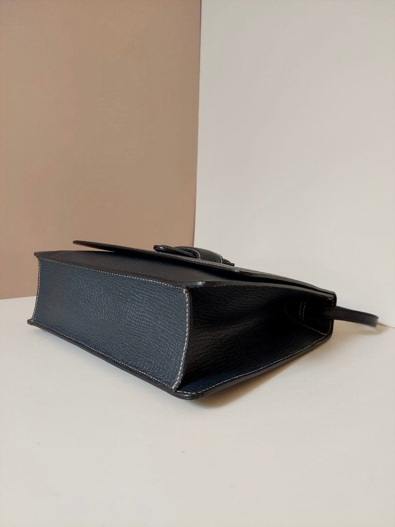 LOEWE rare navy blue black leaf Kelly dual-use side bag / oblique bag / handbag