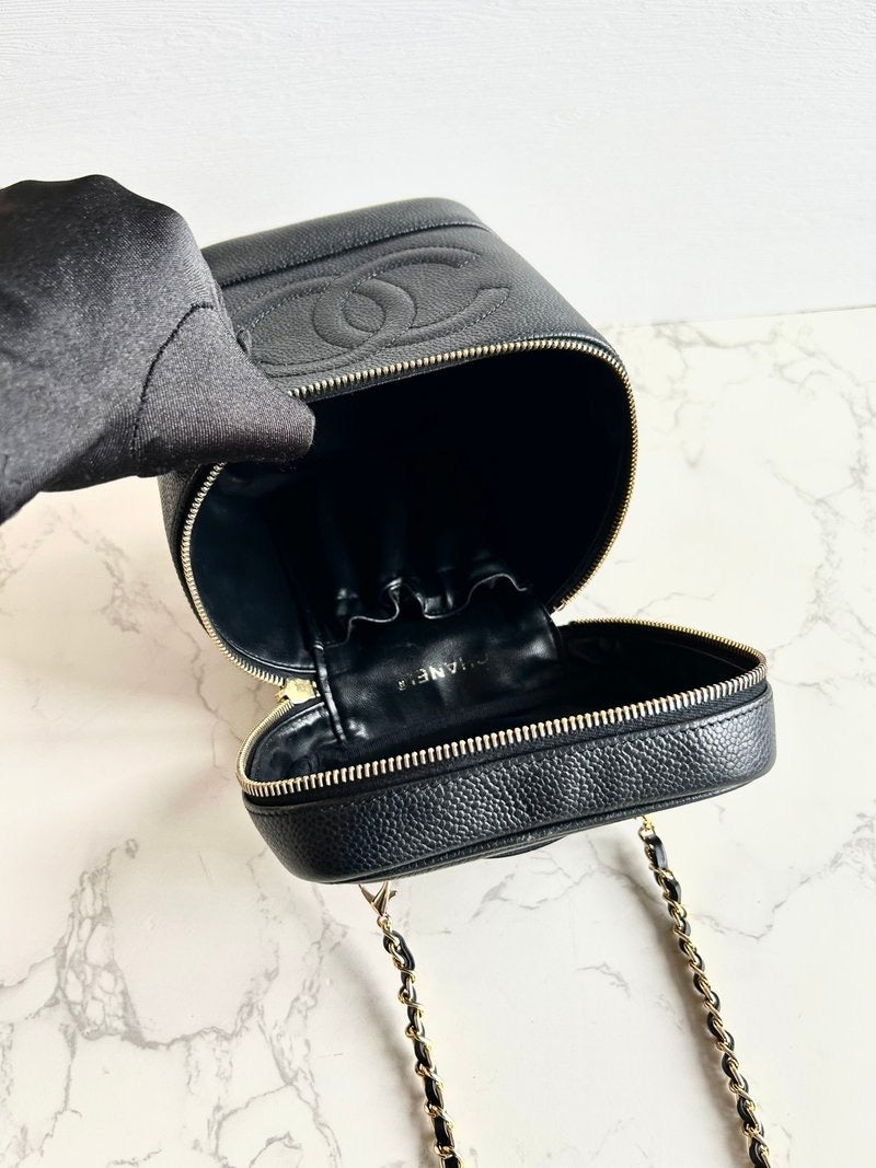 Chanel Black Caviar Cosmetic Box Bag Crossbody Bag Side Bag Shoulder Bag