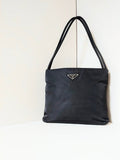 PRADA black silver triangle nylon tote bag/shoulder bag/handbag