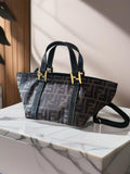 FENDI Zucchino Brown Monochrome Tote Bag/Slant Bag/Side Bag
