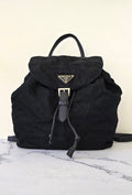 Prada Black and Blue Topstitched Plaid Fringe Backpack