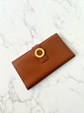 CELINE Brown Gold Ring Leather Long Wallet / Wallet
