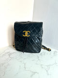 CHANEL Rare Large Gold Rotating Buckle Leather Chain Backpack