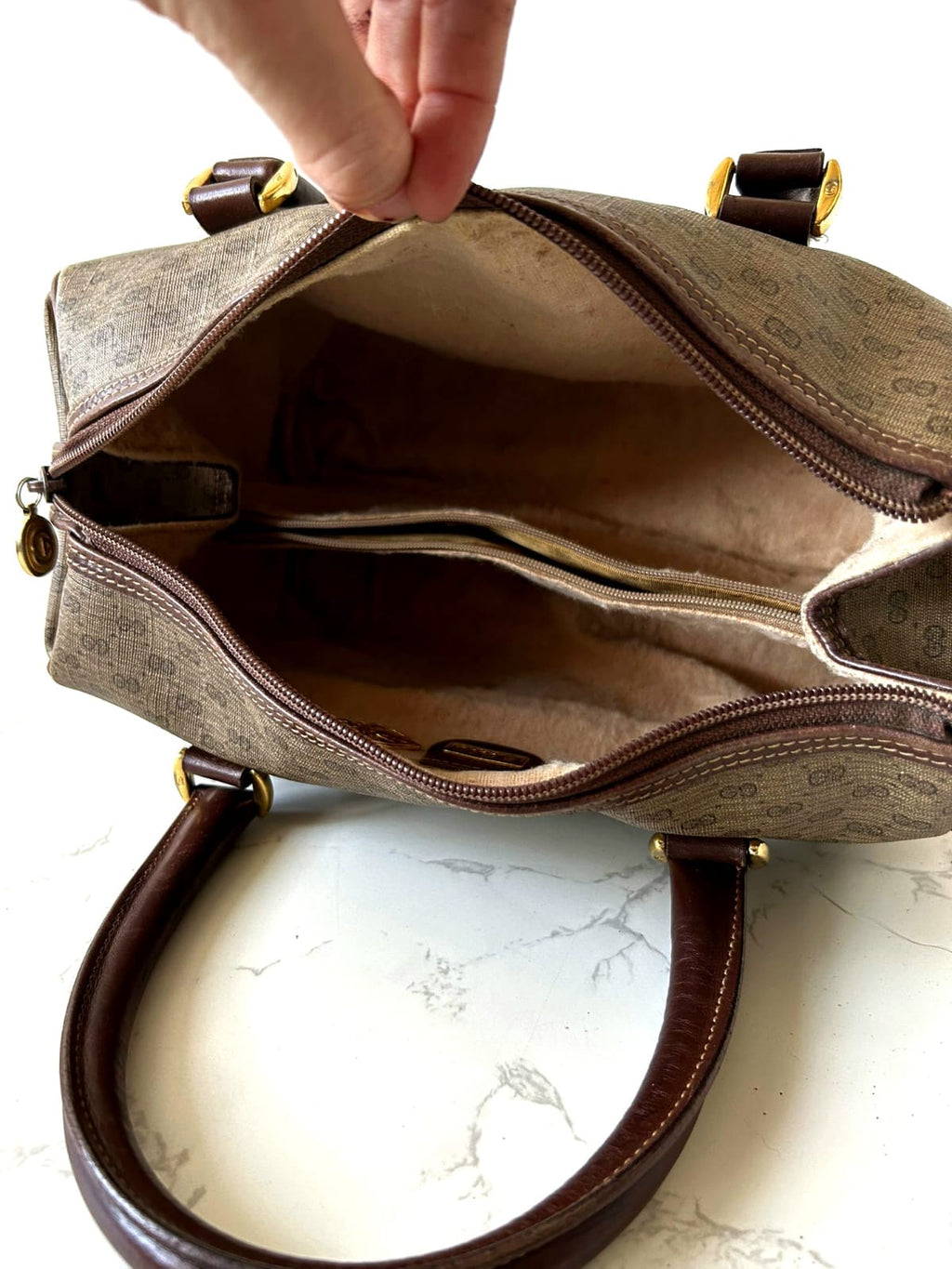 GUCCI Rare Brown Small Boston Bag/Side Bag/Messenger Bag