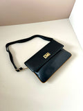 CELINE rare black carriage gold buckle side bag/clutch/crossbody bag