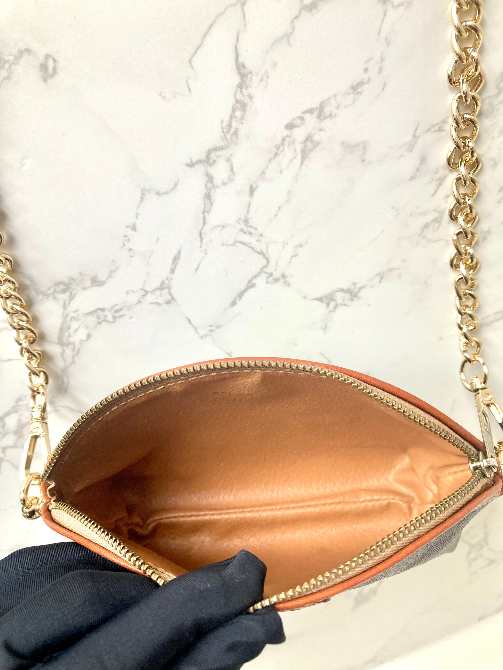 CELINE Brown Monogram Mini Pouch Chain Bag (Add-on)