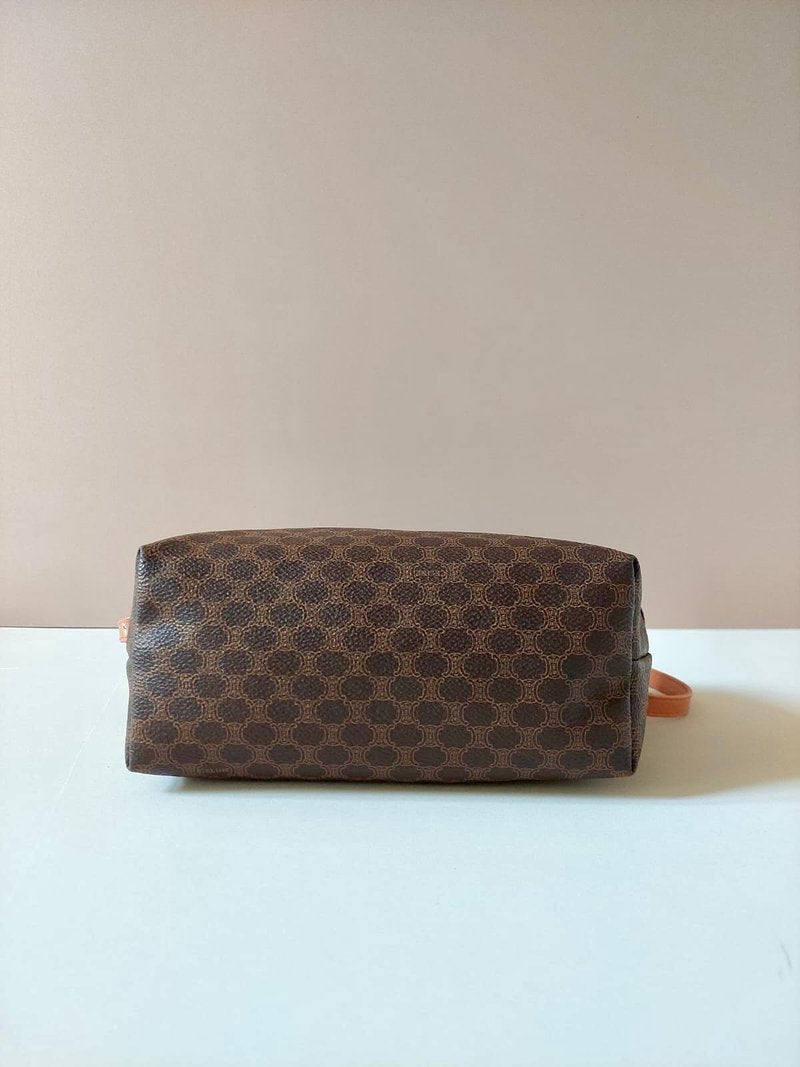 CELINE Medium Cloud Brown Old Flower Leather Side Bag/Messenger Bag/Clutch Bag
