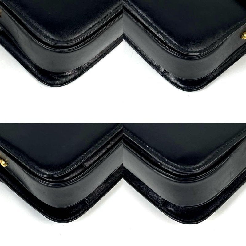 CELINE rare black carriage gold buckle side bag / oblique bag