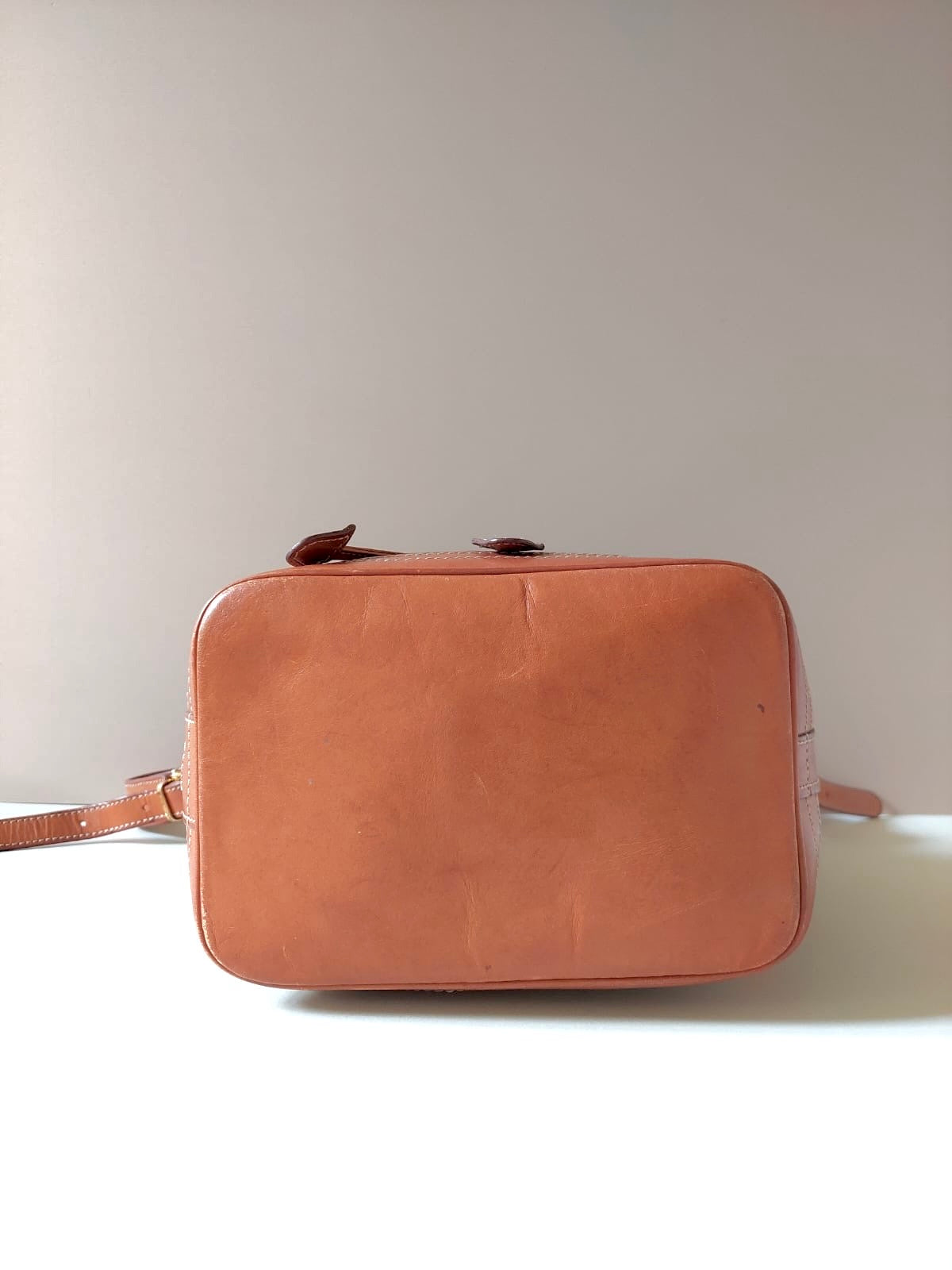 CELINE Brown Old Flower Leather Single Shoulder Drawstring Bucket Bag/Side Bag - Japanese Second-hand Vintage