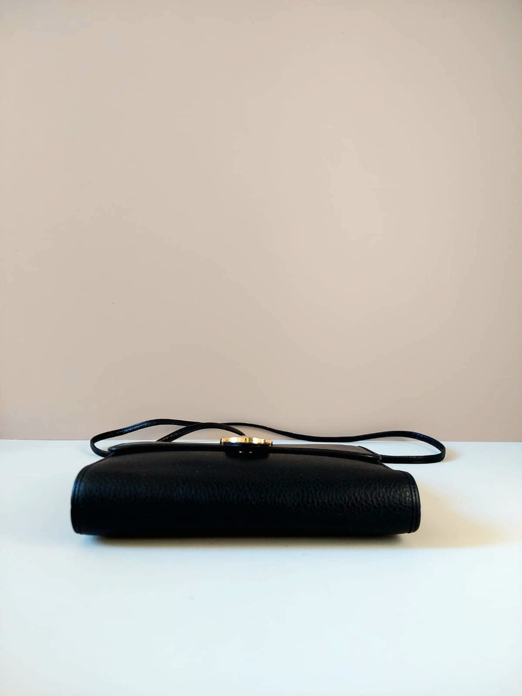 CHRISTIAN DIOR 稀有黑色拼接皮革金扣側背包/斜背包