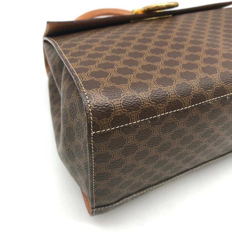 CELINE rare coffee-colored old flower planet gold coin Kelly leather flap handbag
