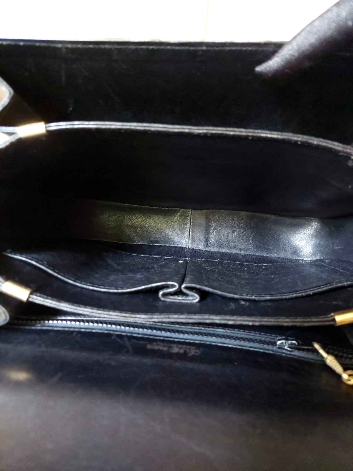 CELINE Classic Carriage Gold Buckle Black Leather Side Bag