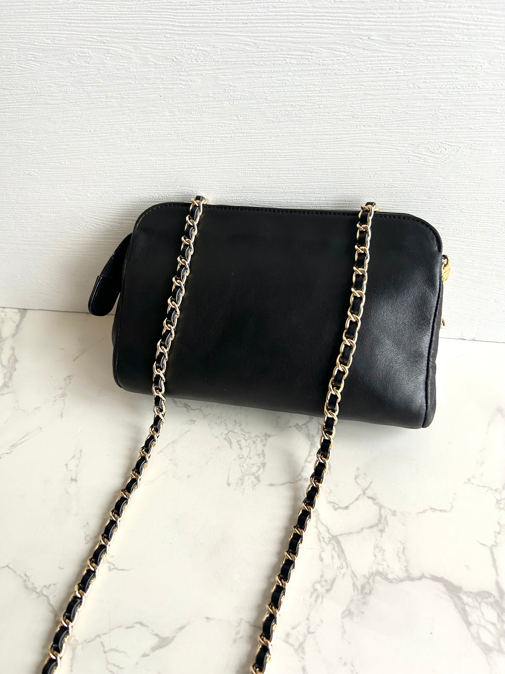 Chanel 黑色小羊皮革Cocomark斜背包/單肩包/側背包