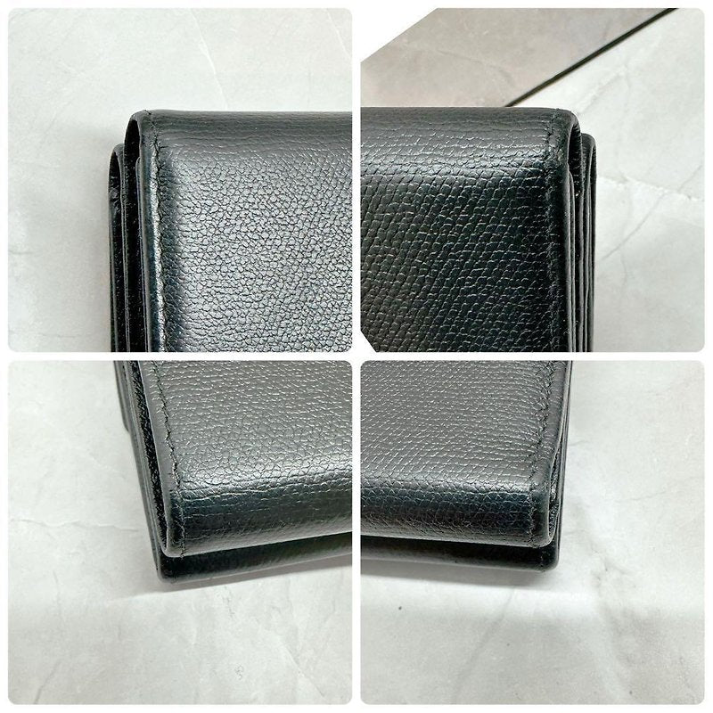 CHANEL full set of accessories · rare black cowhide leather gold coin short clip / small wallet
