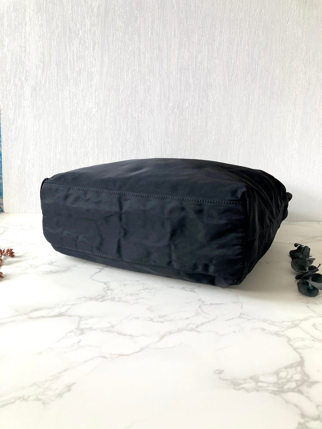 PRADA Nylon Black x Silver Small Tote