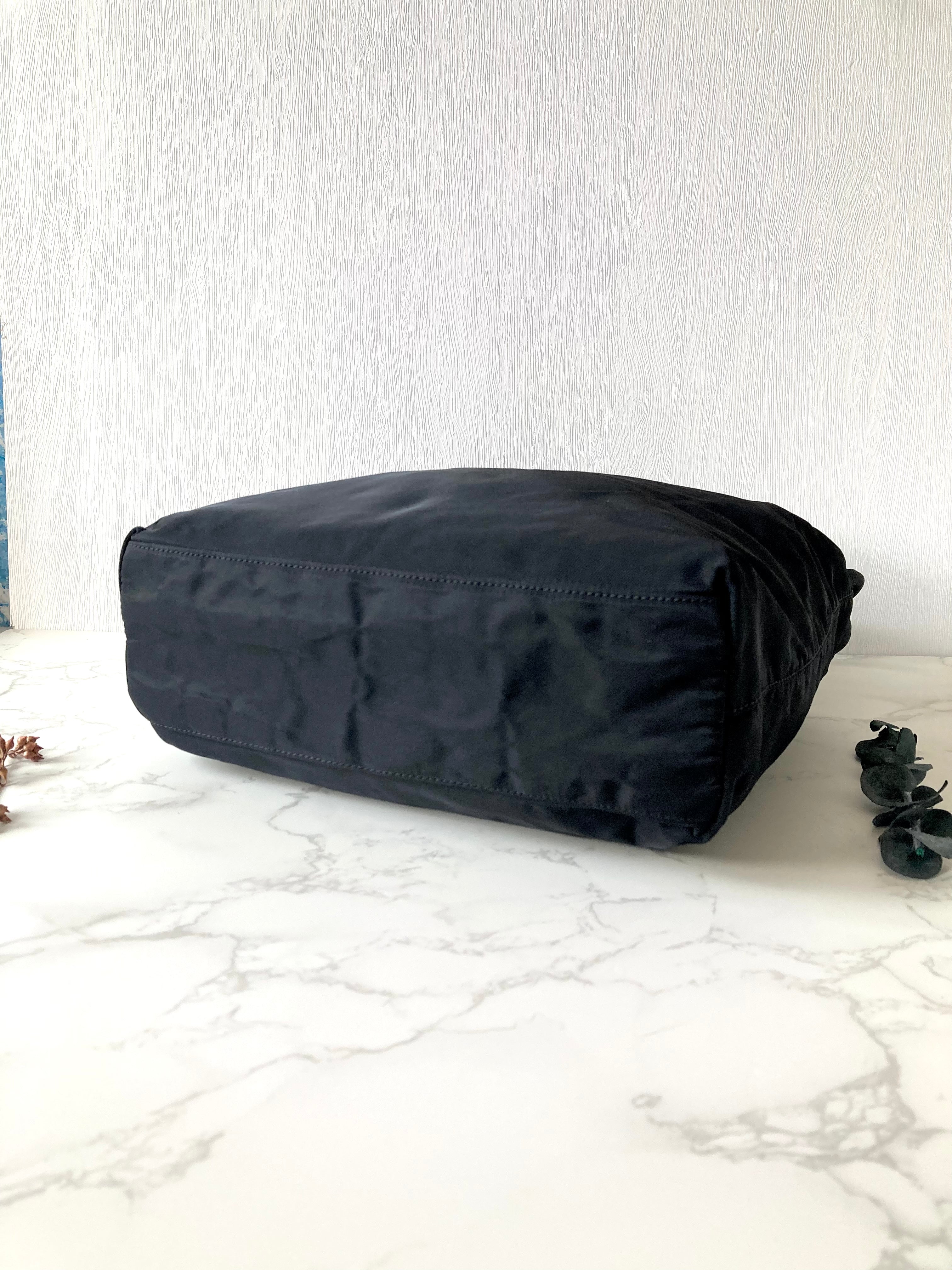 PRADA Nylon Black x Silver Small Tote