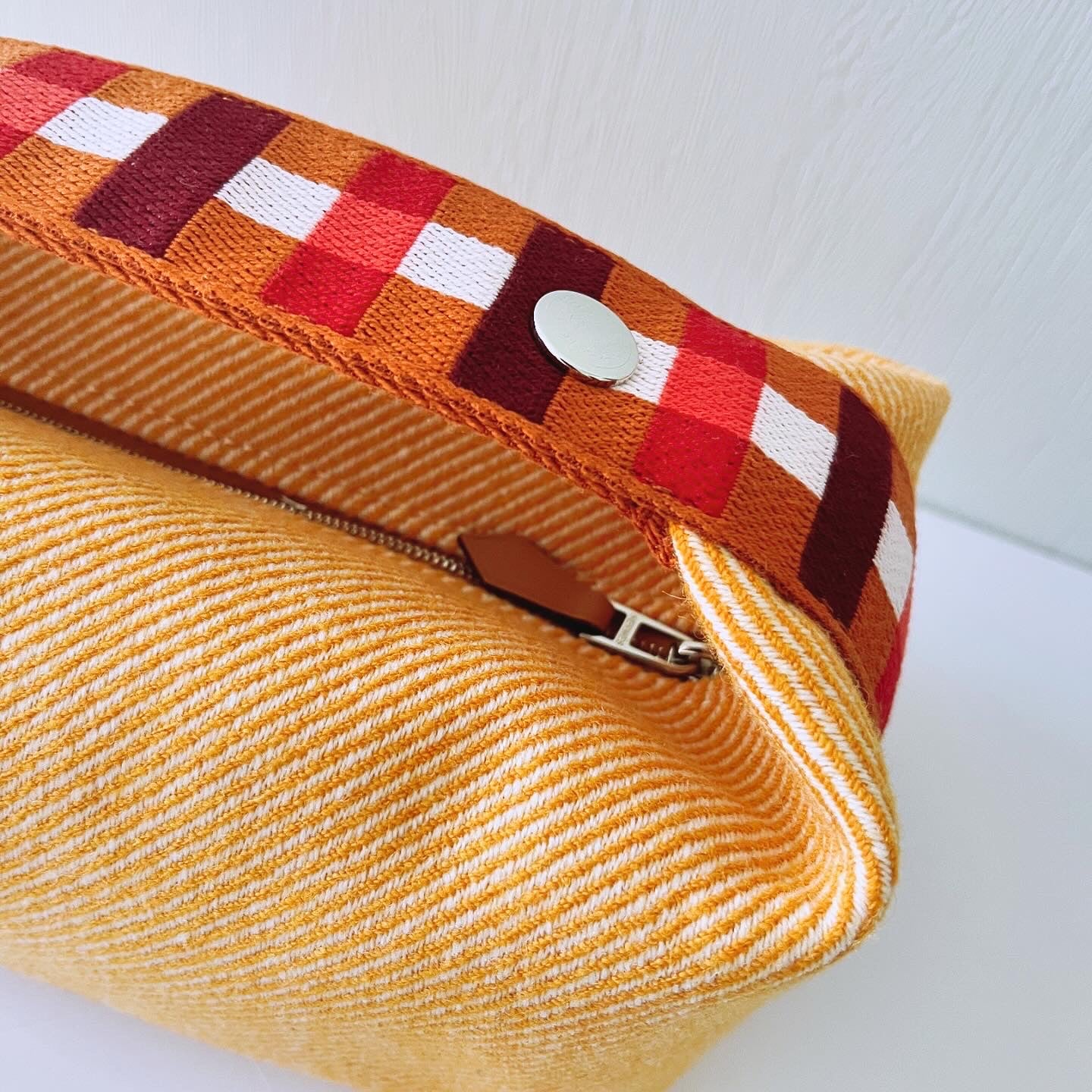 HERMES Brand New Bride-a-Brac au Carre case, small model Lunch box bag small orange suede