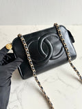 Chanel黑金色皮革斜背包 單肩包 側背包 中古包
