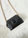 CELINE black old flower cloud leather side bag/crossbody bag/clutch bag