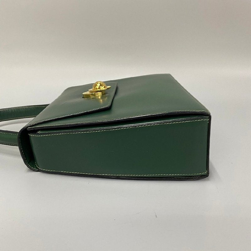 CELINE rare rotating gold planet green leather small bag / handbag