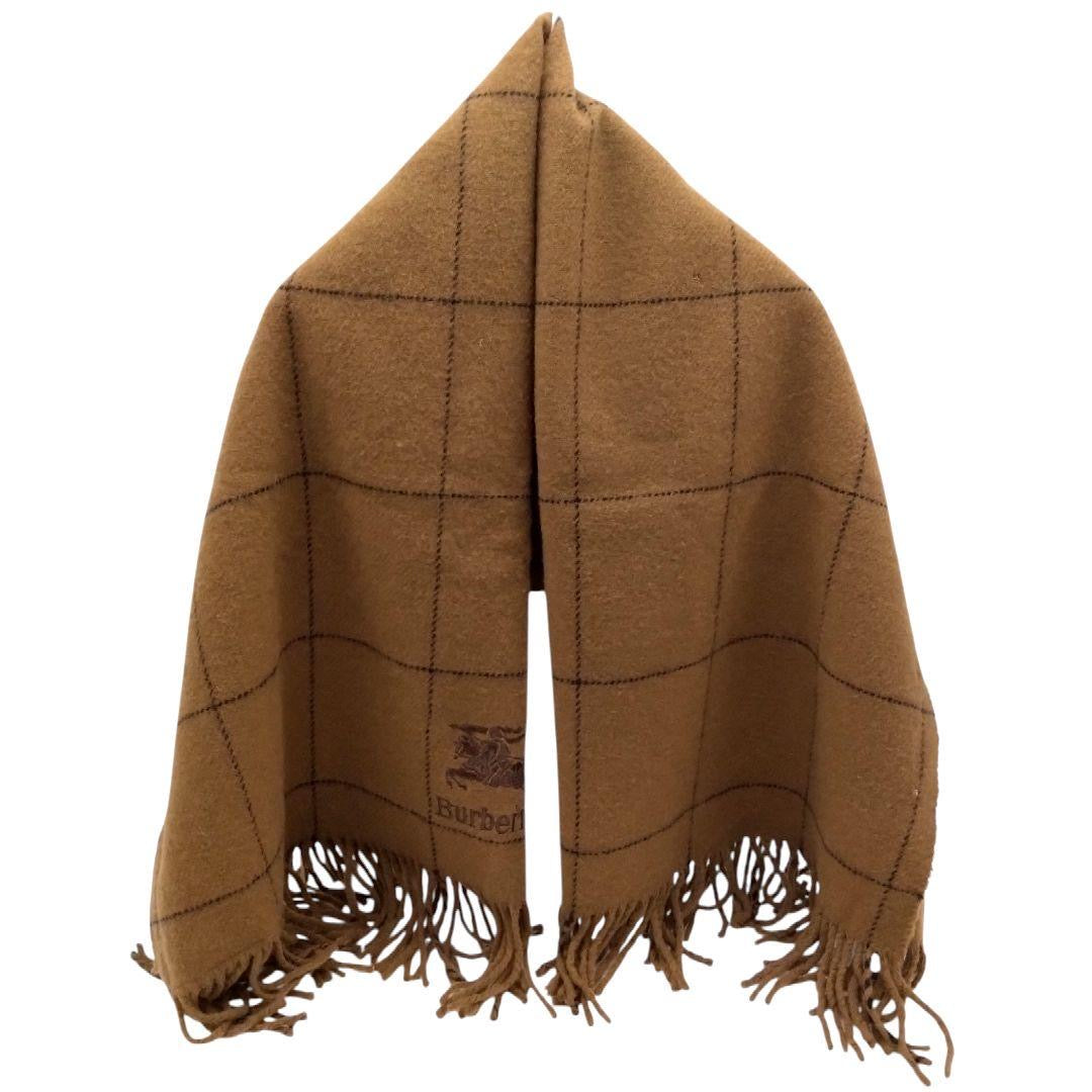 BURBERRYS 駝色幼格紋刺繡圍巾/頸巾· 新春禮品
